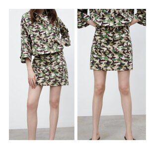 New ZARA Camo Printed Skort Skirt Shorts Camouflage Golf Hiking Active Casual S